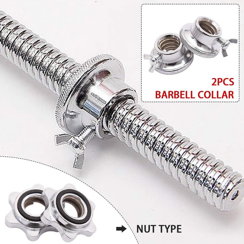 Calidaka 2pcs Standard Barbell Spin-Lock Collars Screw Clamps 0.91" Diameter Rubber Steel Anti-Slip Spin-Lock Collars for Dumbell Weight Lifting - Image 4